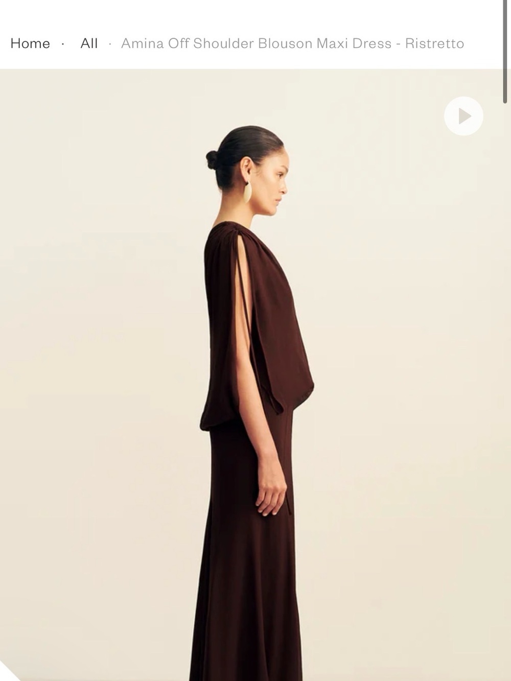 Shona Joy One-Shoulder Blouson Maxi Dress in Dark Brown - Picture 2 of 3